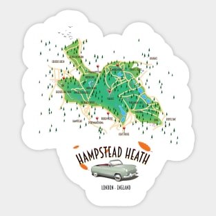 Hampstead Heath London England map Sticker